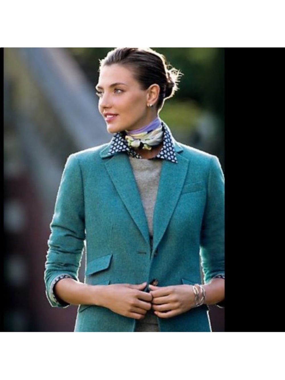 Talbots Petites Teal Blue Wool peplum Blazer Size 16WP